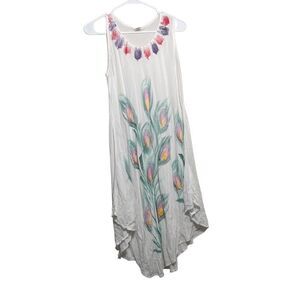 Seven Islands Dress Women's One Size Floral Shift Sleeveless Beaded Boho Shift